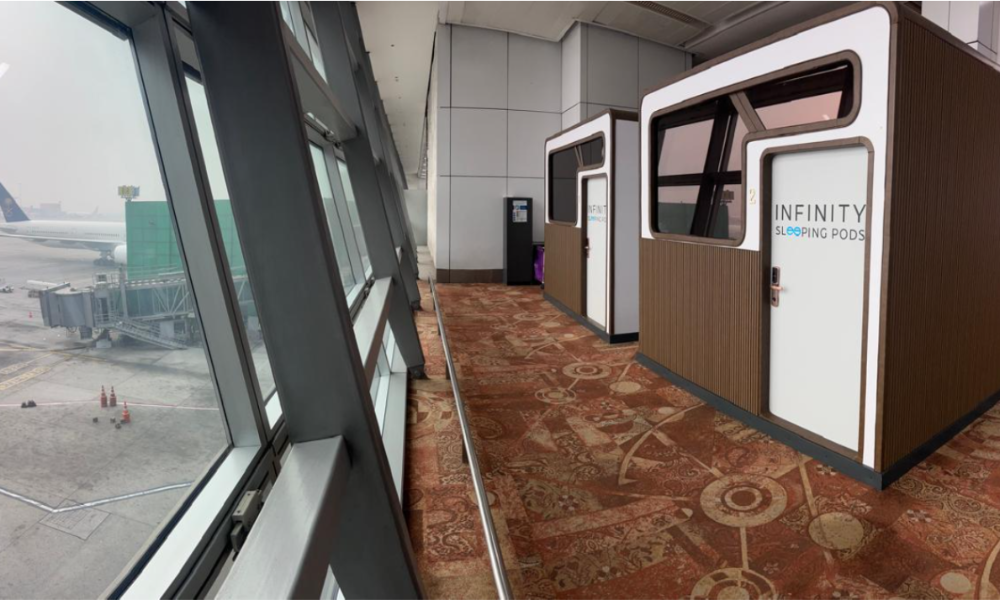 Sleep lounge at Delhi Airport offering comfortable rest areas for transit and layover passengers